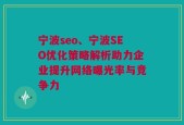 宁波seo、宁波SEO优化策略解析助力企业提升网络曝光率与竞争力