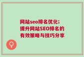 网站seo排名优化;提升网站SEO排名的有效策略与技巧分享