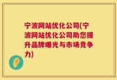 宁波网站优化公司(宁波网站优化公司助您提升品牌曝光与市场竞争力)