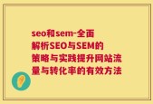 seo和sem-全面解析SEO与SEM的策略与实践提升网站流量与转化率的有效方法