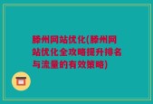 滕州网站优化(滕州网站优化全攻略提升排名与流量的有效策略)