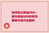 如何优化网站SEO—提升网站SEO的有效策略与技巧全解析