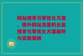 网站搜索引擎优化方案、提升网站流量的全面搜索引擎优化方案解析与实施策略