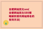 合肥网站优化seo(合肥网站优化SEO策略解析提升网站排名的有效方法)