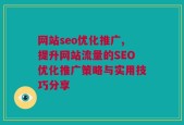 网站seo优化推广,提升网站流量的SEO优化推广策略与实用技巧分享