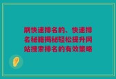 刷快速排名的、快速排名秘籍揭秘轻松提升网站搜索排名的有效策略