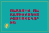 网站优化哪个好、网站优化哪种方式更有效提升搜索引擎排名与用户体验