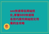 seo快速排名网站优化,掌握SEO快速排名技巧提升网站优化效果的全攻略