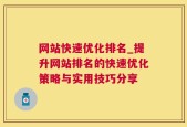 网站快速优化排名_提升网站排名的快速优化策略与实用技巧分享