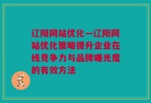 辽阳网站优化—辽阳网站优化策略提升企业在线竞争力与品牌曝光度的有效方法