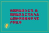 无锡网站优化公司_无锡网站优化公司助力企业提升网络曝光率与客户转化率