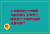 天津网站优化公司;提升网站排名 天津专业网站优化公司助您赢得流量与客户