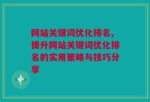 网站关键词优化排名,提升网站关键词优化排名的实用策略与技巧分享