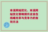 本溪网站优化、本溪网站优化策略提升企业在线曝光率与竞争力的有效方法