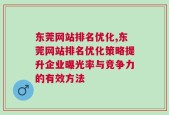 东莞网站排名优化,东莞网站排名优化策略提升企业曝光率与竞争力的有效方法