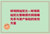 蚌埠网站优化—蚌埠网站优化策略提升网络曝光率与用户体验的有效方案