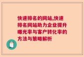 快速排名的网站,快速排名网站助力企业提升曝光率与客户转化率的方法与策略解析