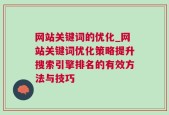 网站关键词的优化_网站关键词优化策略提升搜索引擎排名的有效方法与技巧