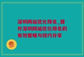 深圳网站优化排名_提升深圳网站优化排名的有效策略与技巧分享