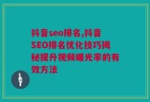 抖音seo排名,抖音SEO排名优化技巧揭秘提升视频曝光率的有效方法