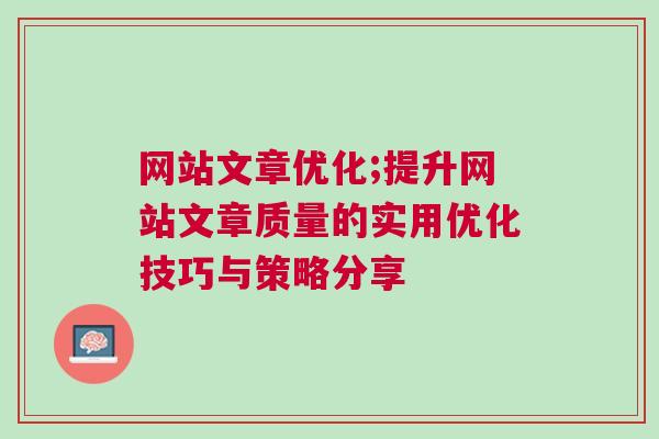 网站文章优化;提升网站文章质量的实用优化技巧与策略分享