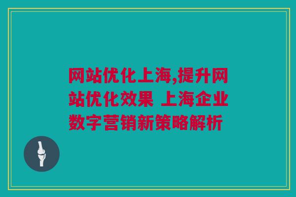 网站优化上海,提升网站优化效果 上海企业数字营销新策略解析