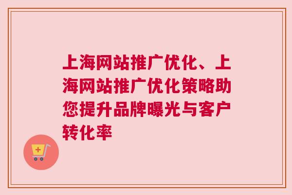 上海网站推广优化、上海网站推广优化策略助您提升品牌曝光与客户转化率